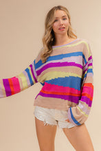 Load image into Gallery viewer, BiBi Multi Color Geometric Stripe Sweater