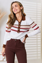 Load image into Gallery viewer, Basic Bae Striped Collared Neck Rib-Knit Top