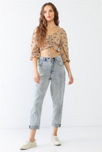 Load image into Gallery viewer, Miss Love / Kevin Co. Floral Ruffle Smocked Back Ruched Crop Top