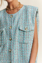 Load image into Gallery viewer, J.NNA Frayed Tweed Padded Shoulder Vest