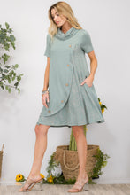 Load image into Gallery viewer, Celeste Full Size Decor Button Short Sleeve Dress with Pockets