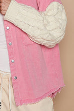 Load image into Gallery viewer, POL Contrast Sweater Sleeve Button Down Shacket