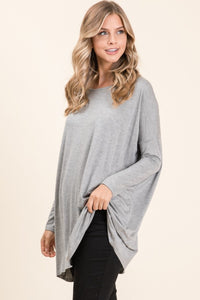 BOMBOM Round Neck Long Sleeve Oversized Top