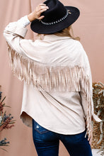 Load image into Gallery viewer, And The Why Full Size Fringe Back Detailed Button Down Shacket