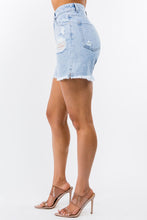 Load image into Gallery viewer, American Bazi High Waist Distressed Raw Hem Denim Shorts