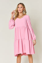 Load image into Gallery viewer, Double Take Full Size V-Neck Balloon Sleeve Tiered Dress with Pockets