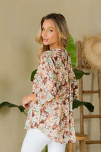 Load image into Gallery viewer, Sew In Love Full Size Wrinkle-Free Floral Notched Top