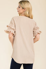 Load image into Gallery viewer, Celeste Full Size Ruffle Short Sleeve Texture Top