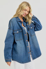 Load image into Gallery viewer, RISEN Full Size Snap Down Long Sleeve Denim Shacket