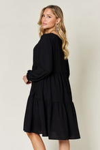 Load image into Gallery viewer, Double Take Full Size V-Neck Balloon Sleeve Tiered Dress with Pockets