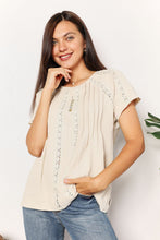 Load image into Gallery viewer, Double Take Crochet Buttoned Short Sleeves Top