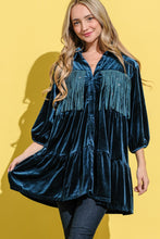 Load image into Gallery viewer, And The Why Fringe Detailed Velvet Shirt Dress