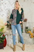 Load image into Gallery viewer, Celeste Full Size Floral Color Block Exposed Seam T-Shirt