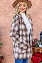 Load image into Gallery viewer, And The Why Plaid Open Front Hooded Shacket