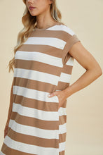 Load image into Gallery viewer, Basic Bae Full Size Striped Round Neck Cap Sleeve Mini Dress