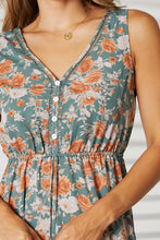 Load image into Gallery viewer, Perfee Floral V-Neck Tiered Sleeveless Dress
