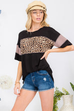 Load image into Gallery viewer, Celeste Full Size Leopard Exposed Seam Short Sleeve T-Shirt