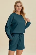 Load image into Gallery viewer, Double Take Full Size Texture Round Neck Long Sleeve Top and Shorts Set