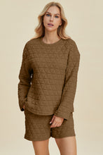 Load image into Gallery viewer, Double Take Full Size Texture Round Neck Long Sleeve Top and Shorts Set