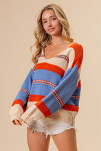 Load image into Gallery viewer, BiBi Multi Color Stripe Scoop Neck Sweater