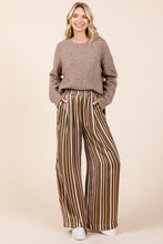 Load image into Gallery viewer, Mittoshop Striped Satin Elastic Waist Wide Leg Pants