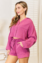 Load image into Gallery viewer, Basic Bae Buttoned Long Sleeve Top and Shorts Set