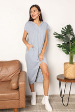 Load image into Gallery viewer, Perfee Short Sleeve Front Slit Hooded Dress
