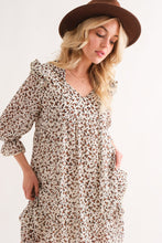 Load image into Gallery viewer, And The Why Leopard Ruffle Hem Woven Mini Dress