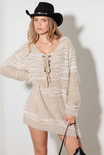 Load image into Gallery viewer, Thinkable Mixed-Stitch Front Tie Sweater Dress