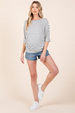 Load image into Gallery viewer, BOMBOM Striped Boat Neck Dolman Sleeve Top