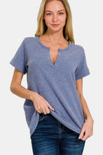 Load image into Gallery viewer, Zenana Notched Short Sleeve Waffle T-Shirt