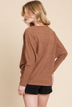 Load image into Gallery viewer, BOMBOM Drop Shoulder Long Sleeve Knit Top