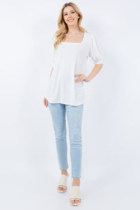 Celeste Full Size Swiss Dot Puff Sleeve Top