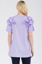 Load image into Gallery viewer, Celeste Full Size Ruffle Layered Short Sleeve Texture Top