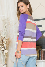 Load image into Gallery viewer, Celeste Full Size Striped Contrast Long Sleeve T-Shirt