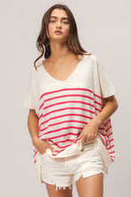 Load image into Gallery viewer, BiBi V Neck Striped Short Sleeve Top