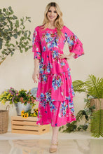 Load image into Gallery viewer, Celeste Full Size Floral Ruffle Tiered Midi Dress