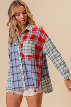 Load image into Gallery viewer, BiBi Color Block Plaid Button Down Shirt