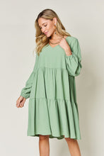 Load image into Gallery viewer, Double Take Full Size V-Neck Balloon Sleeve Tiered Dress with Pockets