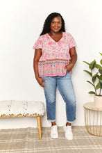 Load image into Gallery viewer, Perfee Bohemian Decorative Button Tie-Neck Peplum Blouse