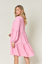 Load image into Gallery viewer, Double Take Full Size V-Neck Balloon Sleeve Tiered Dress with Pockets