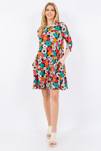 Load image into Gallery viewer, Celeste Full Size Floral Three-Quarter Sleeve Dress with Pockets