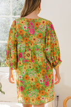 Load image into Gallery viewer, ODDI Full Size Floral Tied Neck Mini Dress