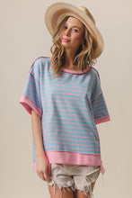 Load image into Gallery viewer, BiBi Exposed Seam Stripe Contrast T-Shirt