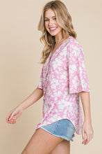 Load image into Gallery viewer, BOMBOM Floral Decorative Button V-Neck Top