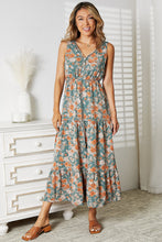 Load image into Gallery viewer, Perfee Floral V-Neck Tiered Sleeveless Dress