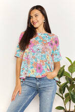 Load image into Gallery viewer, Double Take Floral Round Neck Babydoll Top