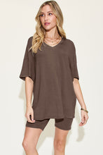 Load image into Gallery viewer, Basic Bae Full Size V-Neck Drop Shoulder T-Shirt and Shorts Set