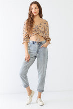Load image into Gallery viewer, Miss Love / Kevin Co. Floral Ruffle Smocked Back Ruched Crop Top