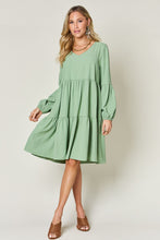 Load image into Gallery viewer, Double Take Full Size V-Neck Balloon Sleeve Tiered Dress with Pockets